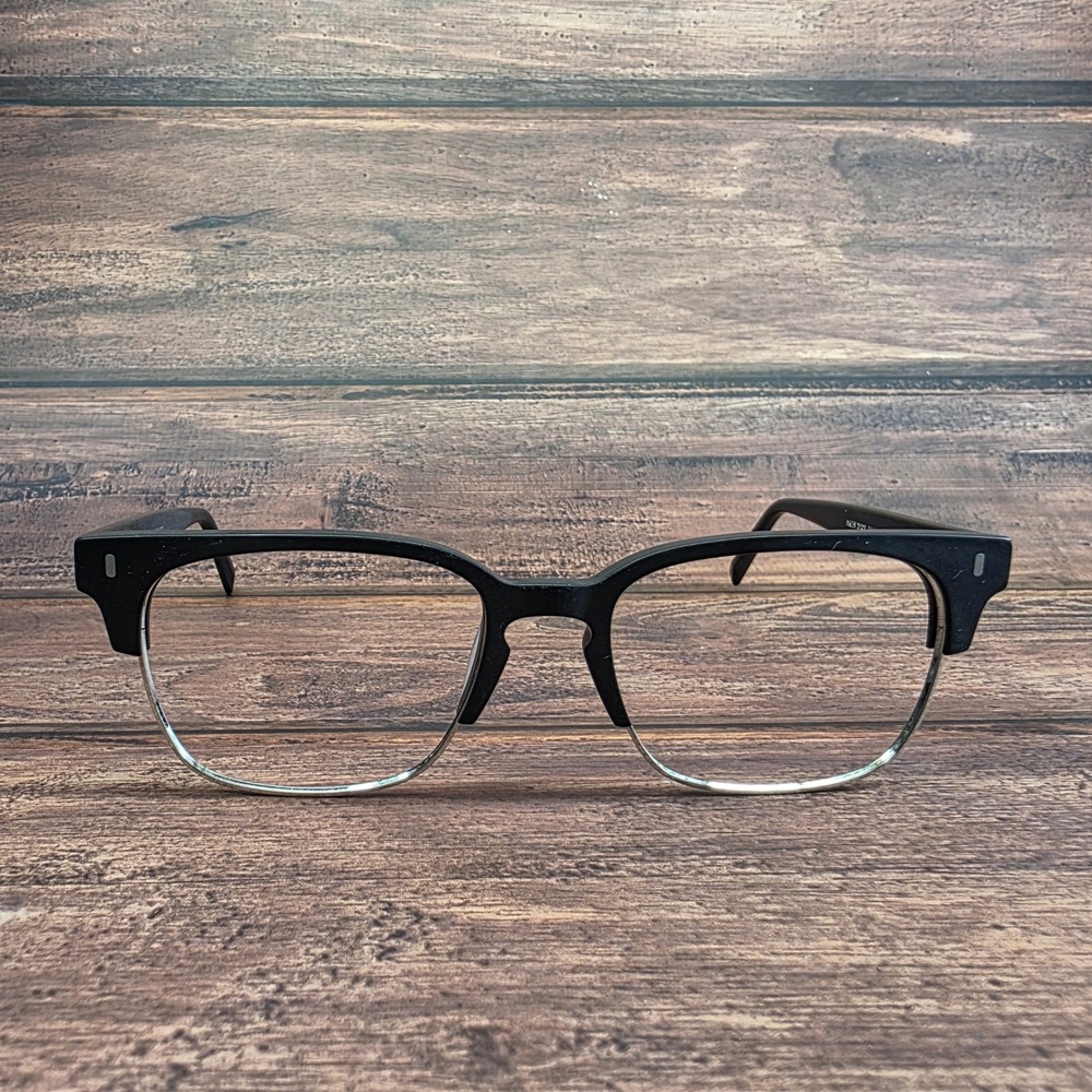 Warby Parker Ames 3103 Eyeglasses Matte Black Silver Browline Frames 54-18-145
